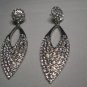 New Silver Clear Crystal Leaf Dangle Earrings