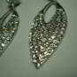 New Silver Clear Crystal Leaf Dangle Earrings