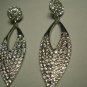 New Silver Clear Crystal Leaf Dangle Earrings