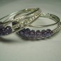 New Silver Purple and Clear Crytal Hoops Earrings