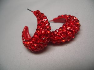 New Red Round Crystal Charm Earrings