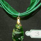 Lime Handmade Teardrop Pendant with Cute Swirly Flowers 3