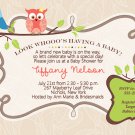 Personalized Whimsical Owl Invitations Baby Shower Bridal Girl Boy Your Color