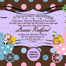 Baby Shower Invitations Jungle Monkey Carriage TWIN Boy Girl
