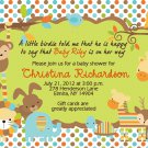 Jungle Baby Shower Invitations Monkey Giraffe Lion Tiger Zebra Personalized