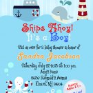 Nautical Sailboat Sailor Baby Shower Invitations Crab Whale Octopus Personalized