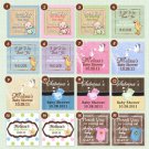 Baby Shower Gift Favor Hang TAGS Personalized Punched Baby Feet Stork Duck