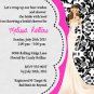 Bridal Shower Wedding Invitations DAMASK YOUR COLOR HEART Bride Invites