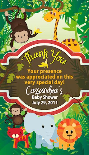 Rainforest Giraffe Monkey Baby Shower Magnet Party Favors Custom