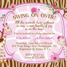 Whimsical Monkey Jungle Girl Giraffe Zebra Baby Shower Invitations
