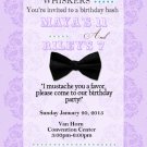 Mustache Bow Tie Birthday Party Invitations Any Color Custom Personalized