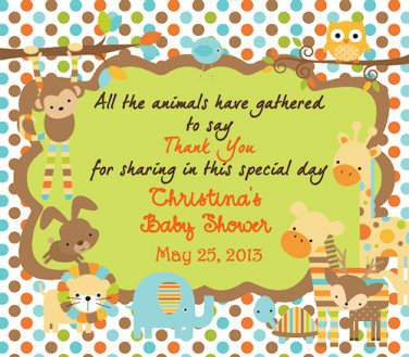 Polka Dot Monkey Owl Forest Friends Baby Shower Favors Magnets
