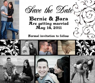 Damask Swirls Save The Date Wedding Magnets With Envelopes Custom