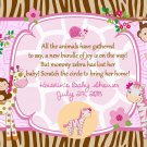 Jungle Baby Shower Scratch Off Games Whimsical Monkey Girl Giraffe Zebra