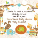 Jungle Baby Shower Scratch Off Games Forest Friends Monkey Owl Giraffe Lion