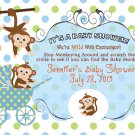 Jungle Baby Shower Scratch Off Games Polka Dots Monkey Carriage