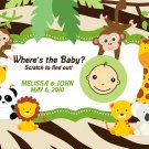 Jungle Baby Shower Scratch Off Games Hanging Monkeys Safari Your Color Custom