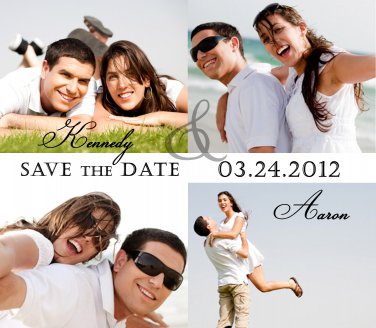 Photo Collage Custom Save The Date Magnets With Envelopes