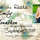 Peacock Feather Save The Date Wedding Magnets Custom With Envelopes Your Color