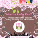 Bridal Baby Shower Scratch Off Lotto Games Favor Tickets Owl Cute Whimsical