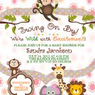 Baby Shower Invitations Any Color Custom Boy Girl Swinging Monkey Elephant