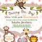 Baby Shower Invitations Any Color Custom Boy Girl Swinging Monkey Elephant