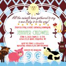 Farm Animal Baby Shower Birthday Invitations Boy Girl Custom Personalized