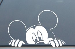 Mickey Mouse Peeking Decal Sticker 6"L x 9"W