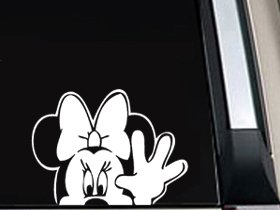 Minnie Mouse Waving Decal Sticker 8"L x 11"W