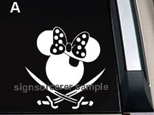 Minnie Mouse Pirate Decal Sticker 8"L x 8"W