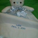 Personalized teddy bear baby blanket blue