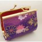 Japanese Purple Flower Cute Chirimen Kimono fabric wallet coin purse