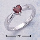 STERLING SILVER HEART SHAPED GENUINE GARNET  RING