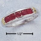 STERLING SILVER RING W/ CHANNEL SET GENUINE RUBY