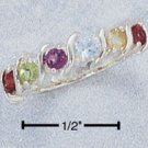 GENUINE RAINBOW GEMSTONE WAVE RING W/ "S" BARS