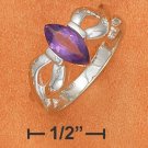 STERLING SILVER 5X10MM TENSION SET AMETHYST MARQUISE RING