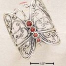 LARGE FILIGREE BUTTERFLY RING W/ GARNET BODY
