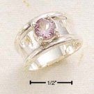 STERLING SILVER ROUND AMETHYST WITH HP WIDE BAND