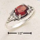 STERLING SILVER OVAL SIDE LYING GARNET RING
