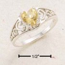 STERLING SILVER CITRINE HEART W/ FILIGREE BAND