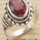 STERLING SILVER FACETED OVAL BEZEL SET GARNET (10MM X 7MM OVAL) RING