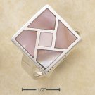 : STERLING SILVER SQUARE INLAYED PINK MOP MOSAIC RING