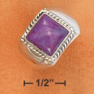 STERLING SILVER 10MM SQUARE MAGENTA STONE RING