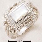 SILVER BEZEL SET EMERALD CUT MOTHER OF PEARL RING