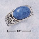 STERLING SILVER LADIES SIDE OVAL DENIM LAPIS RING