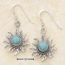 SILVER ROUND TURQUOISE SUNFACE DANGLE FW EARRINGS