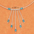 COIL WRAP NECKLACE W/ TURQUOISE BEAD STICK DANGLES