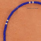 9" SILVER & LAPIS COLORED PONY BEAD ANKLET