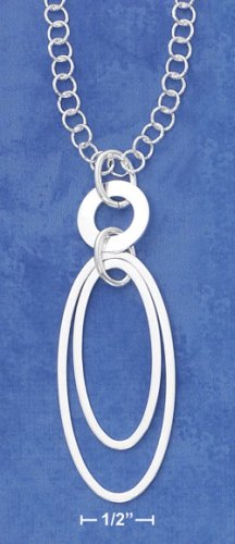 STERLING SILVER 16"  OPEN OVAL WITHIN OVAL NECKLACE