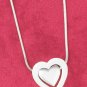 STERLING SILVER 17" SATIN HEART IN HEART  NECKLACE